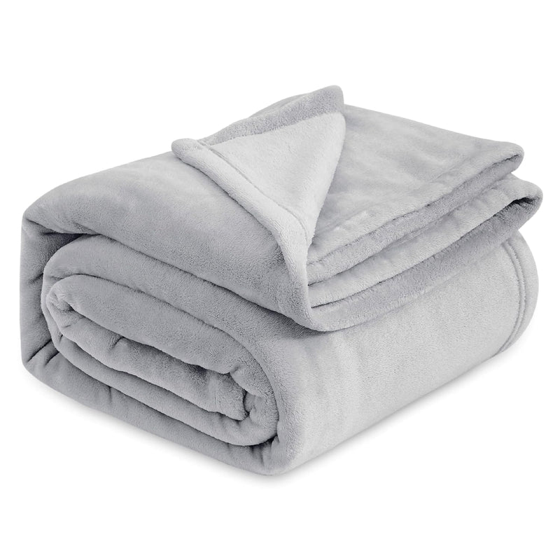 Fleece Blankets King Size Light Grey - Bed Blanket Soft Lightweight Plush Cozy