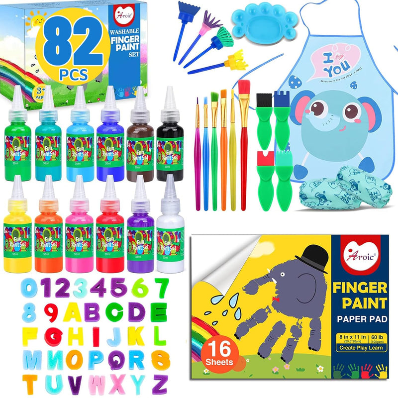 12 Color Washable Finger Paint Set, 82 Pack, 1oz Each, Perfect for Kids and Adults