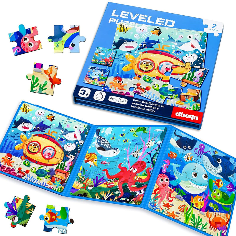Magnetic Puzzles For Kids Ages 3 5, 3 In 1 Ocean World Toddlers Magnet Jigs