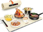 Electric Warming Tray with 7 Adjustable Temperature, Laudlife Foldable Food Warmer for Parties with Child Lock, Fast Heating Plate for Buffet, Family Gathering, Sabbath, Holiday, Countertop, Beige