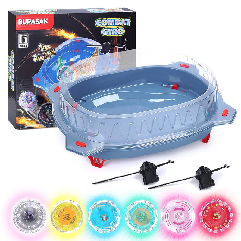 Light Ignite Spinning Tops Battle Set, With Bey Stadium, 6 Light Ignite Spi