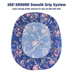 Navy Blue Floral Print Sheet Set Queen, Botanical Soft Microfiber Bedding Sheets Extra Deep Pocket 4 Piece