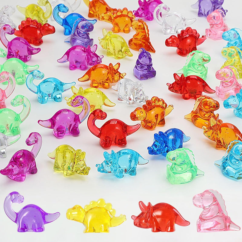 Acrylic Gems, Mini Dinosaur Figures Party Decorations, 60 Pieces Plastic Gems