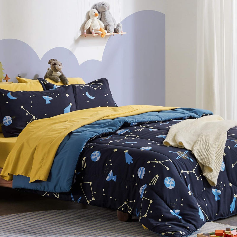 Kids Twin Bedding Comforter Set - Super Cute & Soft Kids Bedding 5 Pieces Set
