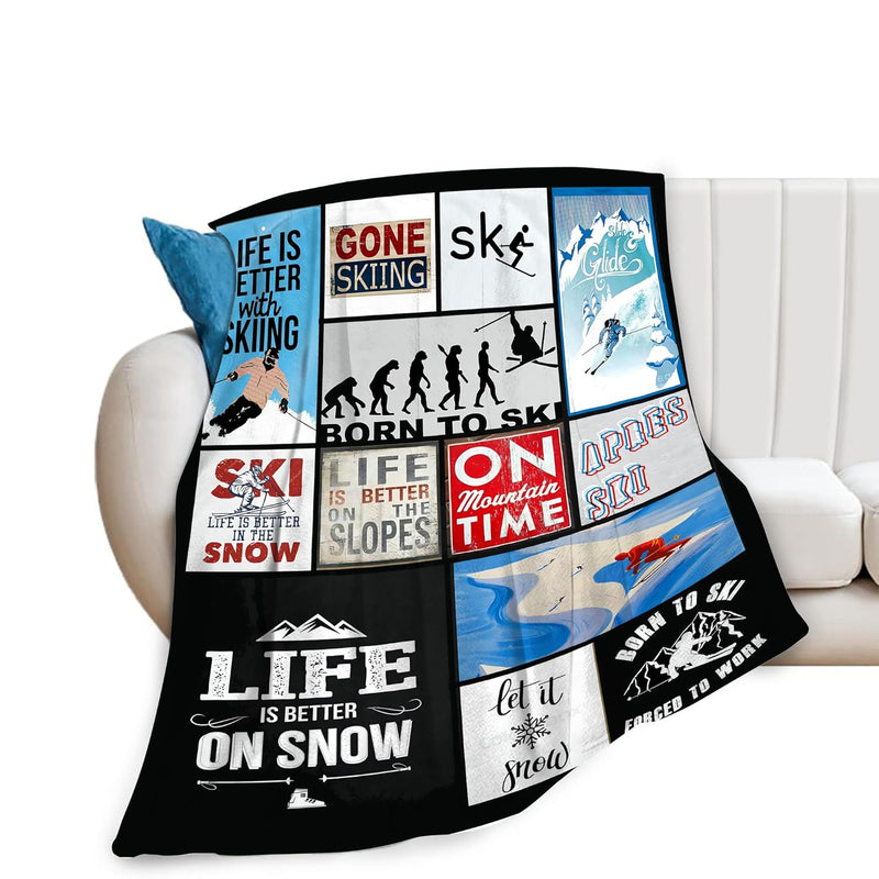 Skiing Blanket Ski Gifts For Skiing Lovers Skiing Throw Blanket For Kids Adult