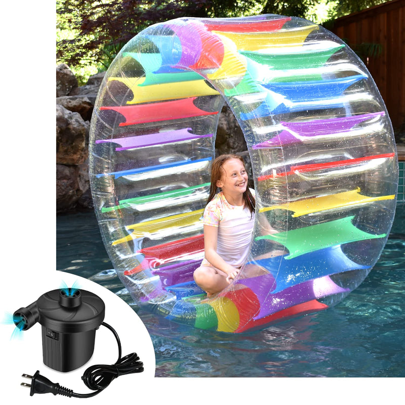 Inflatable Pool Wheel Roller 65” Electric Pump Included Colorful Pool Float