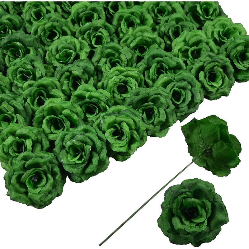 Rose Head Flowers With Stem, 50 Artificial Flowers, Used For Wedding Decoratio