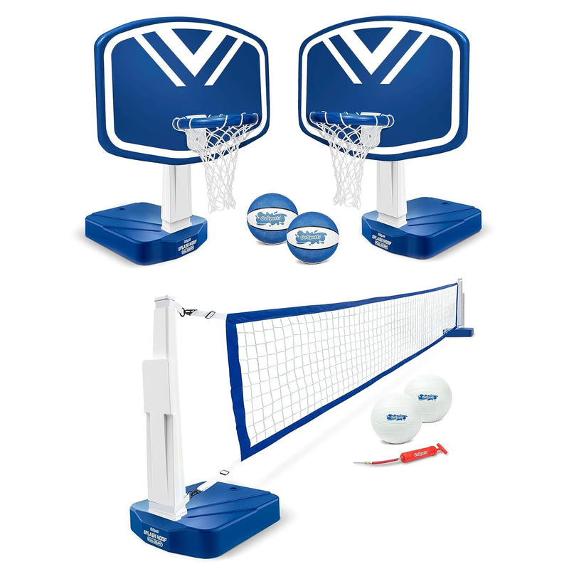 GoSports Splash Hoop 2-in-1 Full Court Pool Basketball & Volleyball Game Se