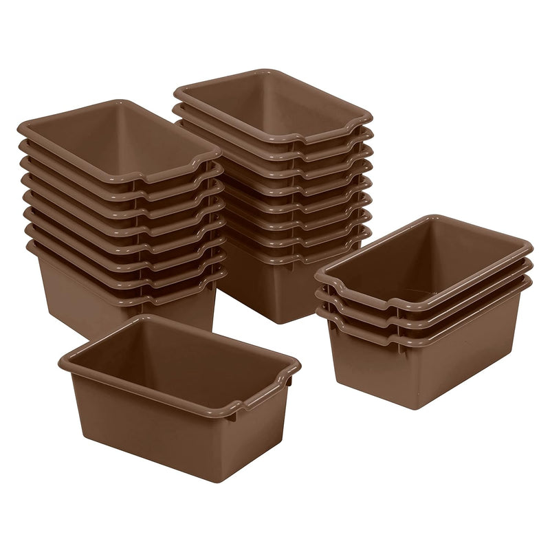 Scoop Front Storage Bin, Multipurpose Organization, Chocolate, 20-Piece