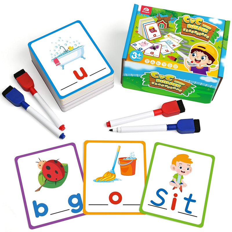 Coogam CVC Sight Words Flashcards, Short Vowel Spelling Game, Preschool Kid