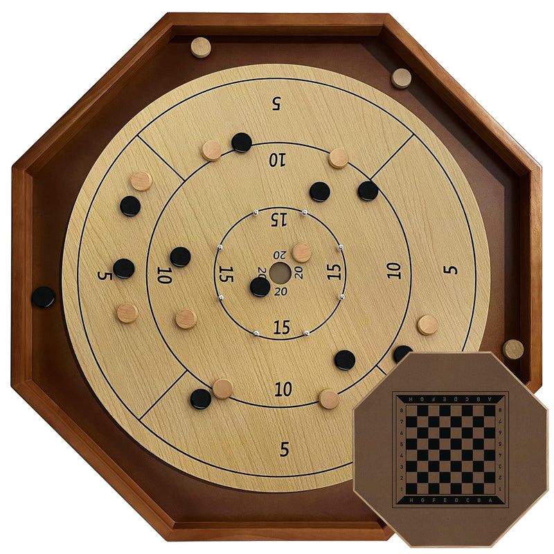Tournament Crokinole Board Game 30 Inch, 2 In 1 Crokinole And Checkers With