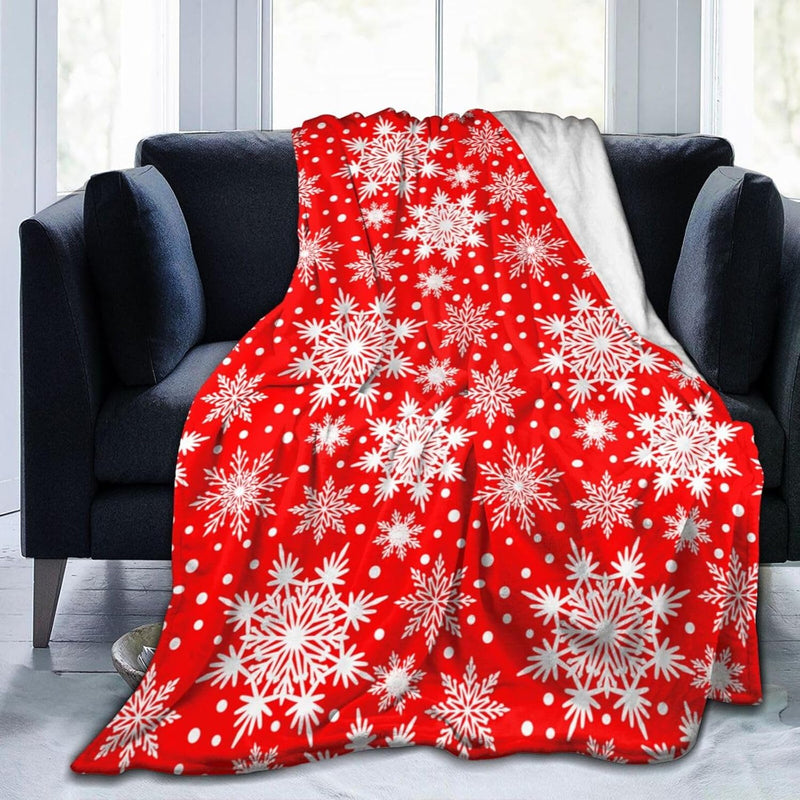 Winter Snowflakes Red Snow Throw Blanket Ultra Soft Warm All Season Decorative