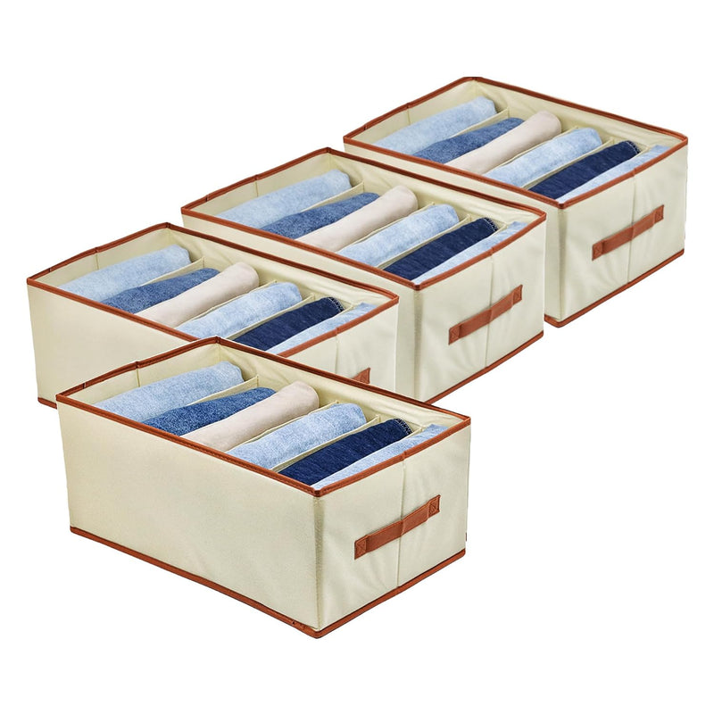 Set Of 4 Extra Large Clothes Organizer Closet Organizer 6 Compartments For Jeans