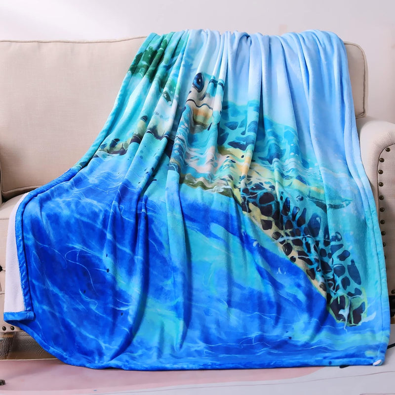 Turtle Blanket Throw Sea Turtles Kid Sherpa Blanket Soft Plush Fleece Abstract
