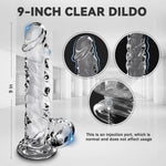 9 Inch Realistic Dildo - Clear, Silicone, Suction Cup, Hands-Free, for G-Spot &amp; Anal Stimulation, for Women, Men, Beginners &amp; Couples
