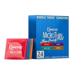 Microthin Sheer Variety Pack Of 24 - Multiple Styles Of Ultrathin Condoms Shapes, Unique Designs In One Pack, Natural Latex Condoms, Vegan-Friendly, No Latex Odor - Enhanced Sensitivity