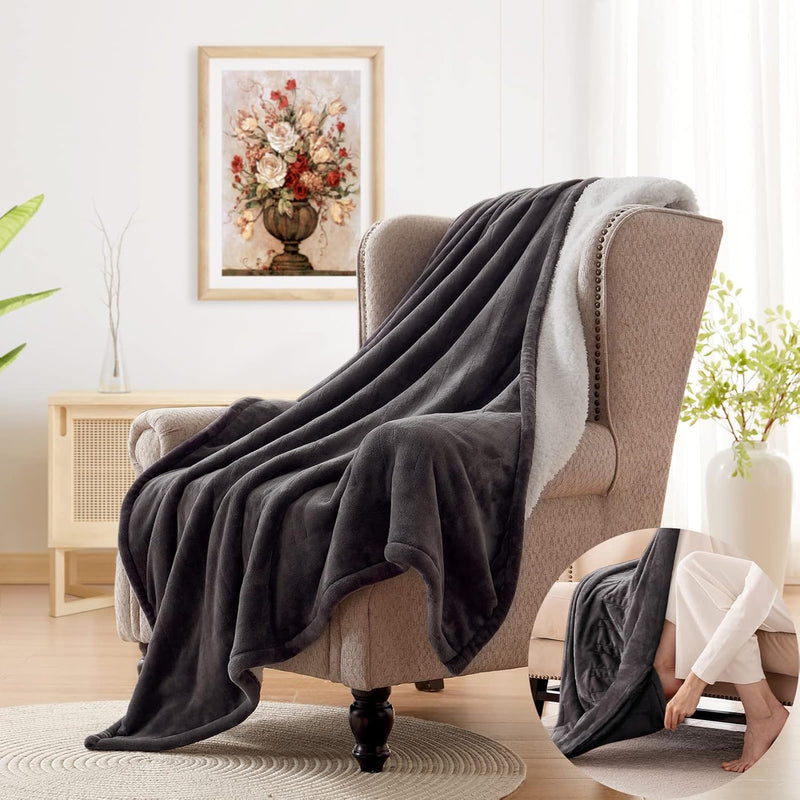 Electric Blanket Heated Throw Blanket With Foot Pocket Ultra Soft And Cozy Fla