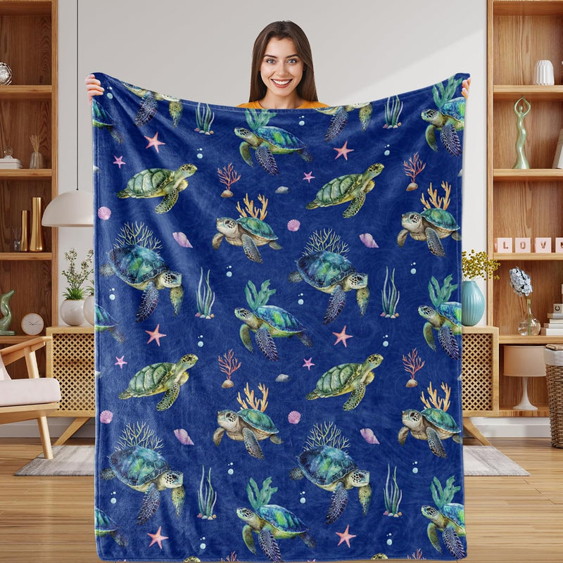 Sea Turtle Throw Blankets Bluey Fleece Blanket Throw Ocean Themed Blanket Soft