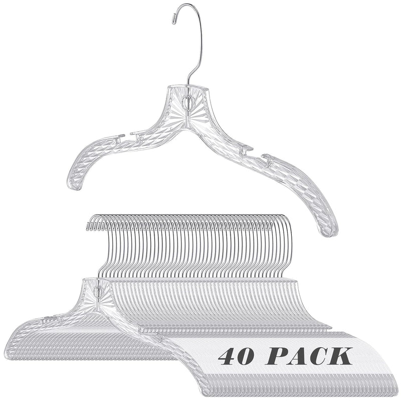 40 Pieces Clear Plastic Clothes Hangers Acrylic Crystal Cut Hangers For Clothing