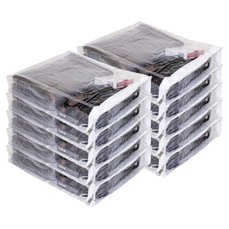 10-Pack Clear Vinyl Zippered Storage Bags 9 X 11 X 2 Inch With Display Pocket