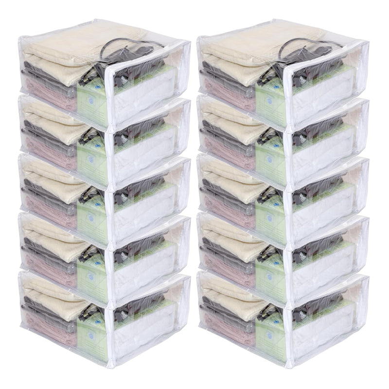 10-Pack Clear Vinyl Storage Bags 9 X 11 X 5 Inch With Zipper And 7.5" Display Po