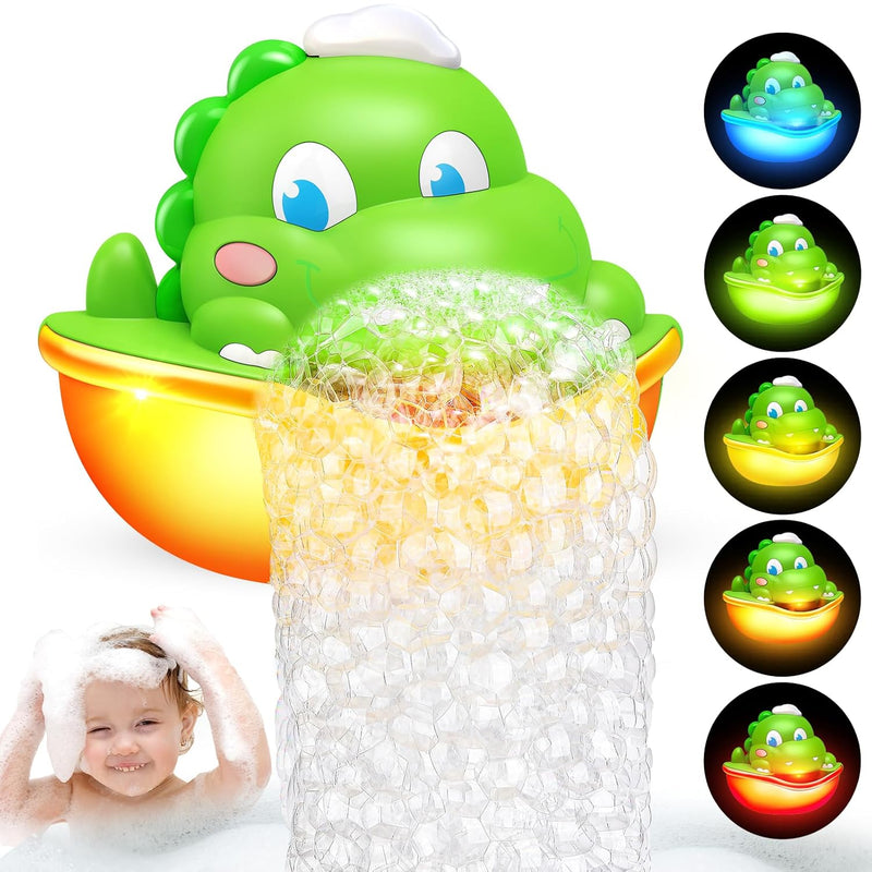 Baby Bath Toys,Light Up Dinosaur Bath Bubble Machine Automatic Bubble Maker