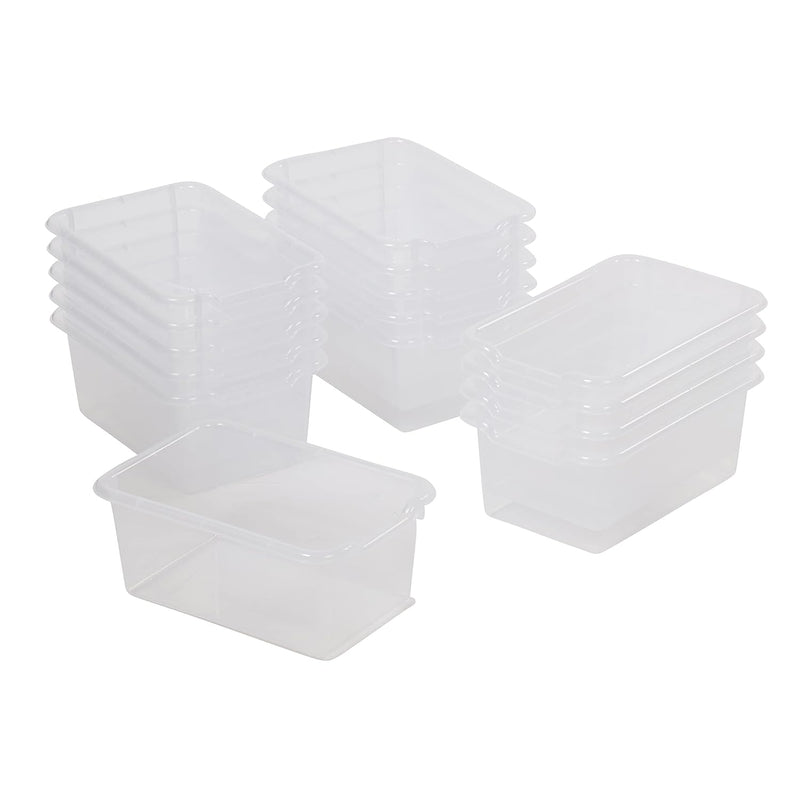 Scoop Front Storage Bin, Multipurpose Organization, Clear, 15-Piece