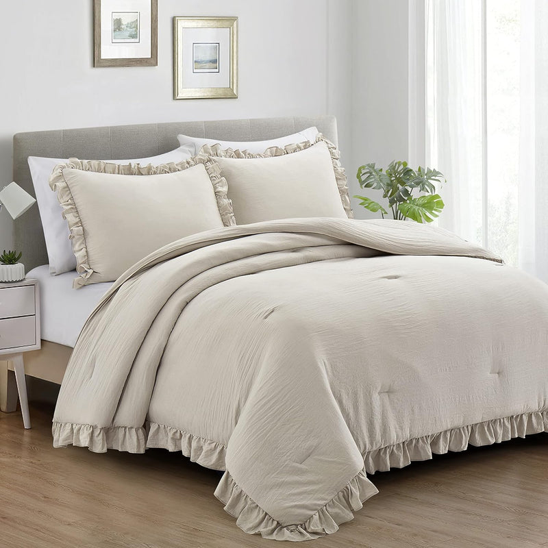 Home Bed Bedding Comforter Set - 3 Pieces Queen Comforter Set, Farmhouse Beddi