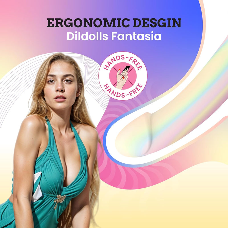 Dildolls Fantasia - Flexible Dildo With Curved Style - Ultra Soft Silicone Dildo For Women Adult Sex - Smooth Penis Female Sex Toy - Women Sex Toys