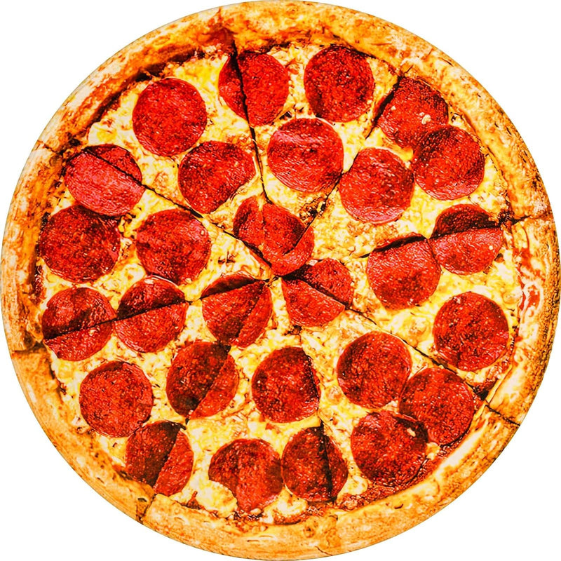 Pizza Printed Throw Blanket, Realistic Funny Round Food Blanket For Adults And