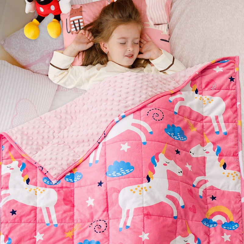 Minky Dotted Weighted Blanket For Kids, Super Soft Crystal Velvet Reversible H