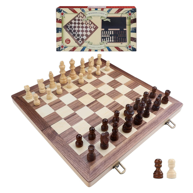 Wooden Chess Board Set with Manual for Adults Kids 15 Inch Chess Puzzle wit