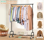 Heavy Duty Clothing Racks for Hanging Clothes Rack, 43" Wide Rolling Garment Rack Metal Clothing Hanger Rack with Wheels Wardrobe Rack for Coats, Shirts, Dress, (Black)