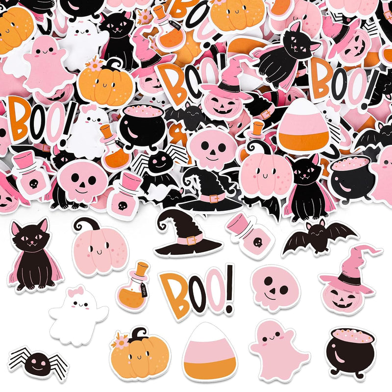 500 Pcs Pink Halloween Foam Stickers, 15 Ghost & Pumpkin Designs for DIY Crafts