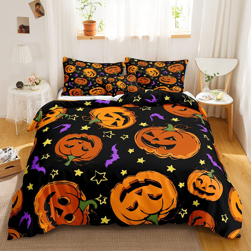Halloween Bedding Set Pumpkin Duvet Cover Set Boys Girls Halloween Festival Th