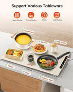 Electric Warming Tray with 7 Adjustable Temperature, Laudlife Foldable Food Warmer for Parties with Child Lock, Fast Heating Plate for Buffet, Family Gathering, Sabbath, Holiday, Countertop, Beige
