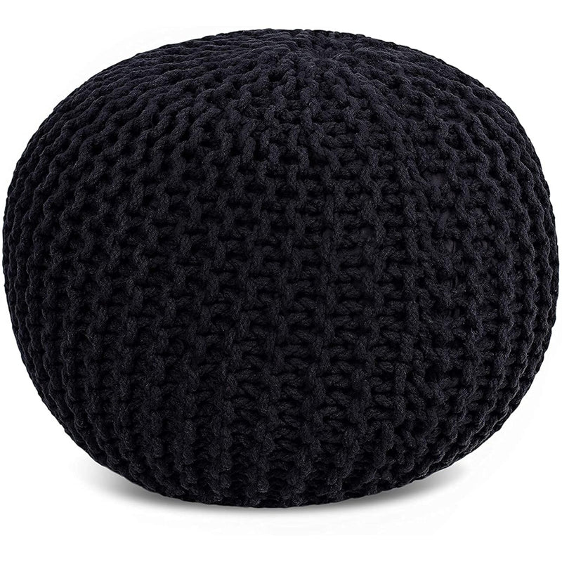 Round Pouf Ottoman Hand Knitted 100% Cotton Pouf Foot Stool - Knitted Bean Bag