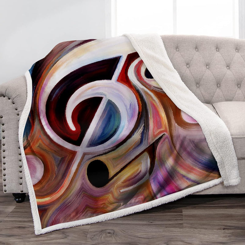 Art Musical Notes Blanket - Soft Cozy Warm Plush Sherpa Throw Blankets For Mus