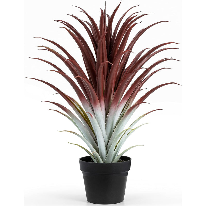 Hyper Realistic Big Red Artificial Aloe Vera Plant 26 Inches Tall. Large Faux