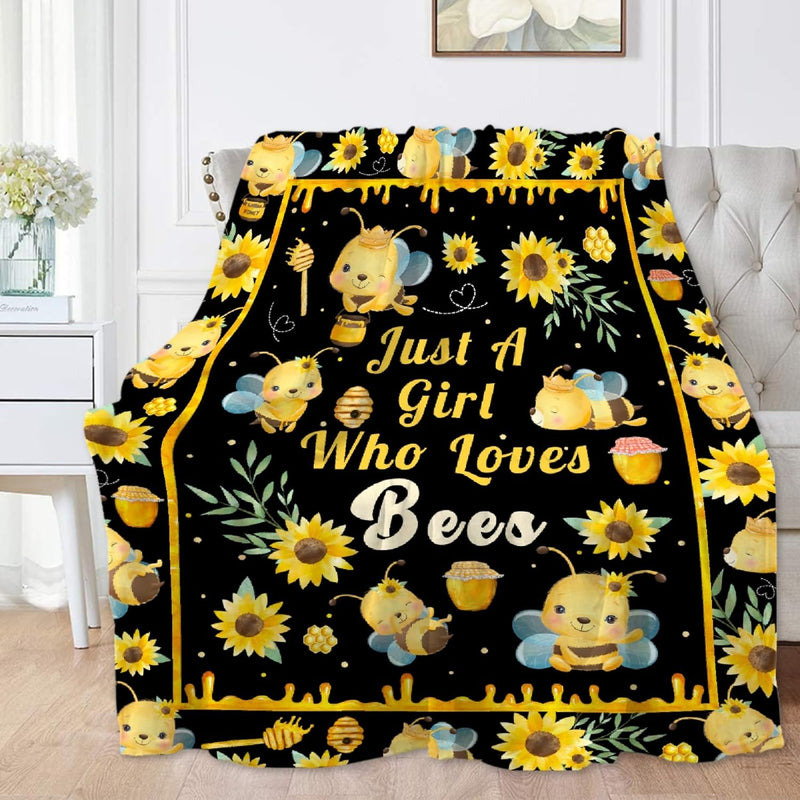 Bee Blanket Bee Gifts For Women Just A Girl Who Loves Bees Plush Soft Flannel