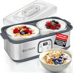 Probiotic Yogurt Maker with Adjustable Time & Temp Control - Make Trillions of Live Probiotics with Two 1-Quart Containers for Larger Batches - Best Greek Yogurt Maker