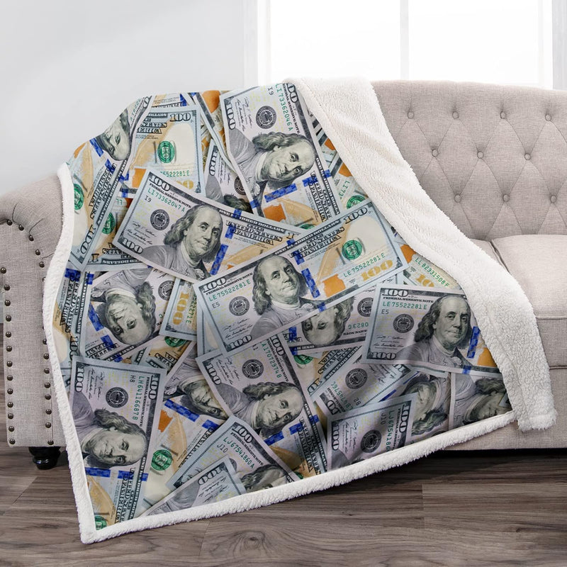 Money Blanket Gifts For Money Lovers 100 Dollar Bill Sherpa Throw Cash Gift Fo