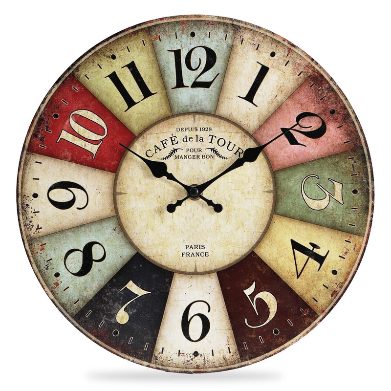 Qwanpet Wall Clock,Quality Quartz Wall Clocks,Silent Non-Ticking Wooden Wall C