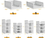 4 Pack Stackable Plastic Storage Basket Closet Organizer Bin Foldable Clothes Organizer Storage Drawer Shelf Container for Living Room Bathroom Kitchen Office (4L)