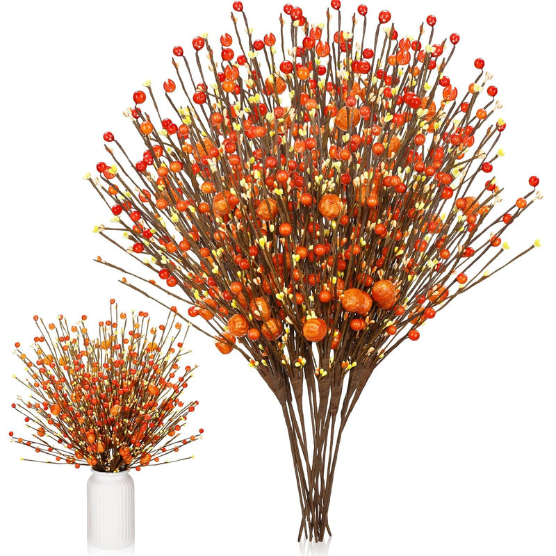10 Pcs Thanksgiving Artificial Berry Stems Berry Picks Branches Fall Orange St