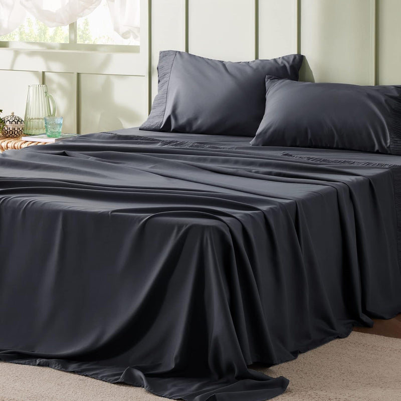 California King Sheets Grey - Soft Sheets For California King Size Bed, 4 Piec