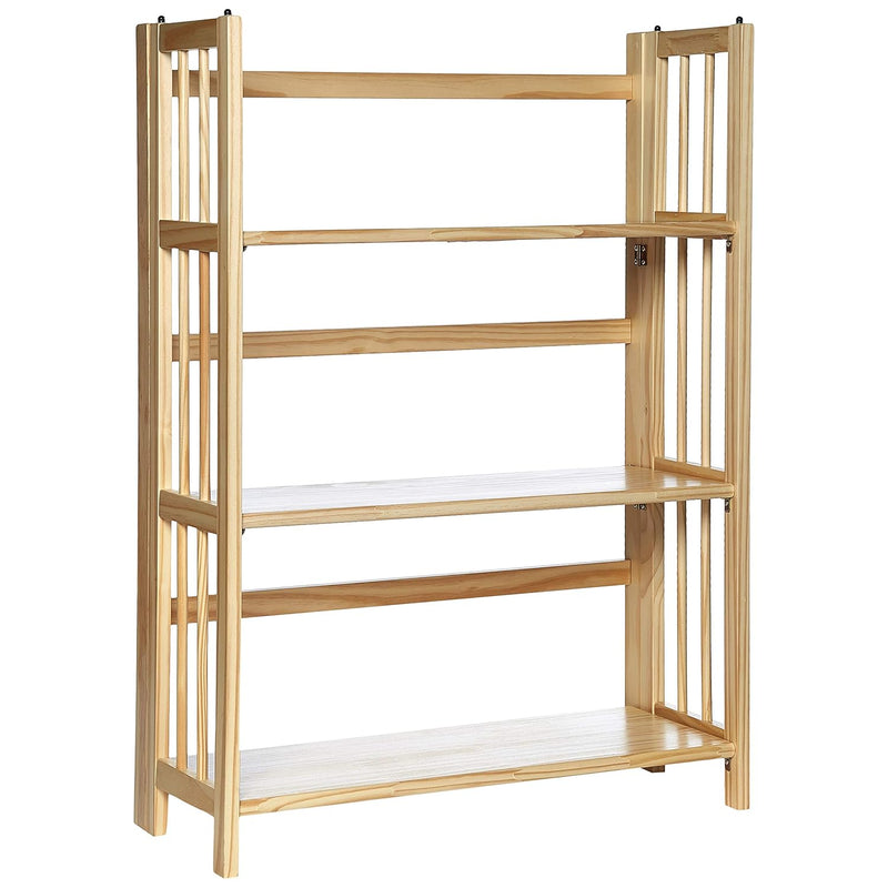 3-Shelf Folding Stackable Bookcase (27.5" Wide)-Natural
