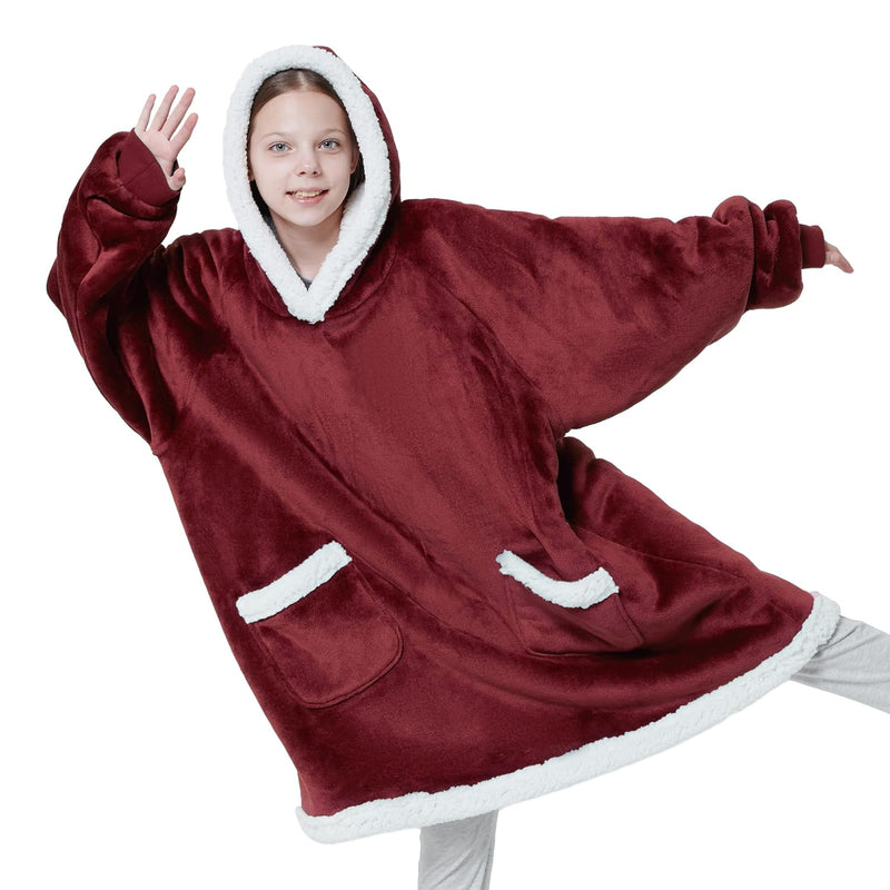 Wearable Blanket Hoodie With Sleeves - Sherpa Hooded Blanket As Warm Gifts For
