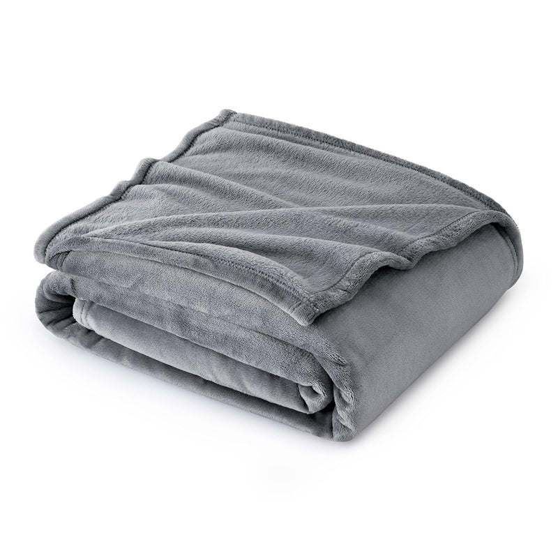 Fleece Blankets Twin Size Grey - 300Gsm Lightweight Plush Fuzzy Cozy Soft Twin