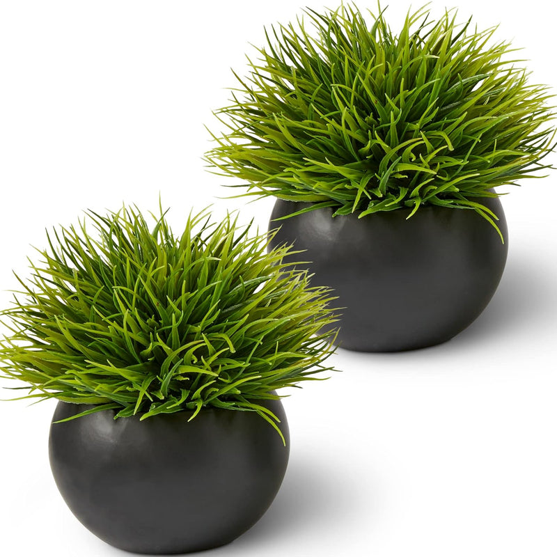 Artificial Plants for Office Décor, Desk Plant Decor, Office Desk Decor, Bathroom Shelf Decor - Masculine Home Decor, Mini Faux Plants Indoor, Small Fake Plant Greenery (2 Pack)